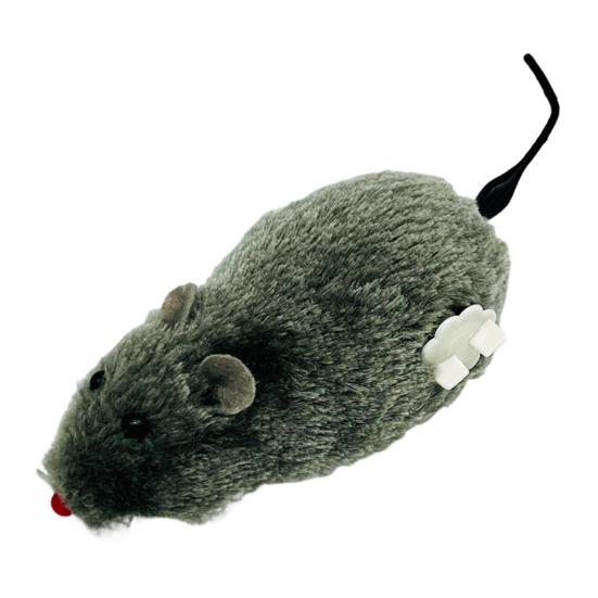 Aufzieh-Maus Katzenspielzeug Realistische Fellmaus Interaktives Haustierspielzeug Lustige sich bewegende Maus zum Jagen und Anspringen Spiel Stimuliert den Jagdinstinkt in Innenräumen dunkelgraue