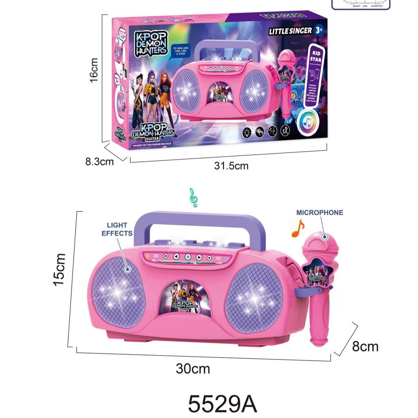 Monsterjagd Kinder-Mikrofon Blendende 5 Lichter Jungen und Mädchen Mikrofon Lieder spielen Kinderinstrumente pink
