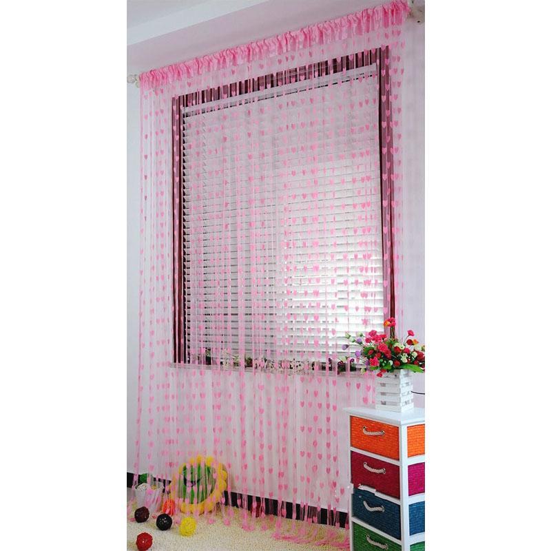 100*200Cm Romantische herzförmige String Gardinen für Wohnzimmer Schlafzimmer Vorhang rosa