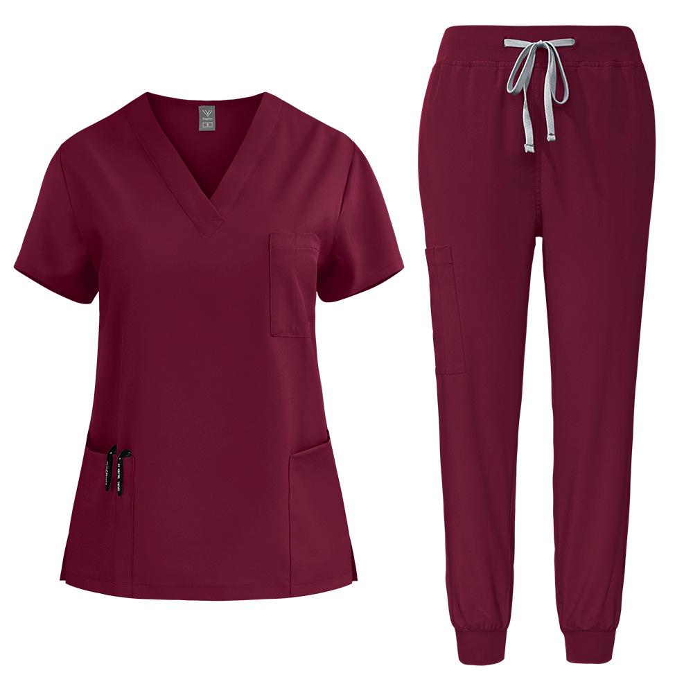 Unisex Schnelltrocknender Stretch-Kasack - Kurzarm für medizinisches Fachpersonal Extra Large wein rot