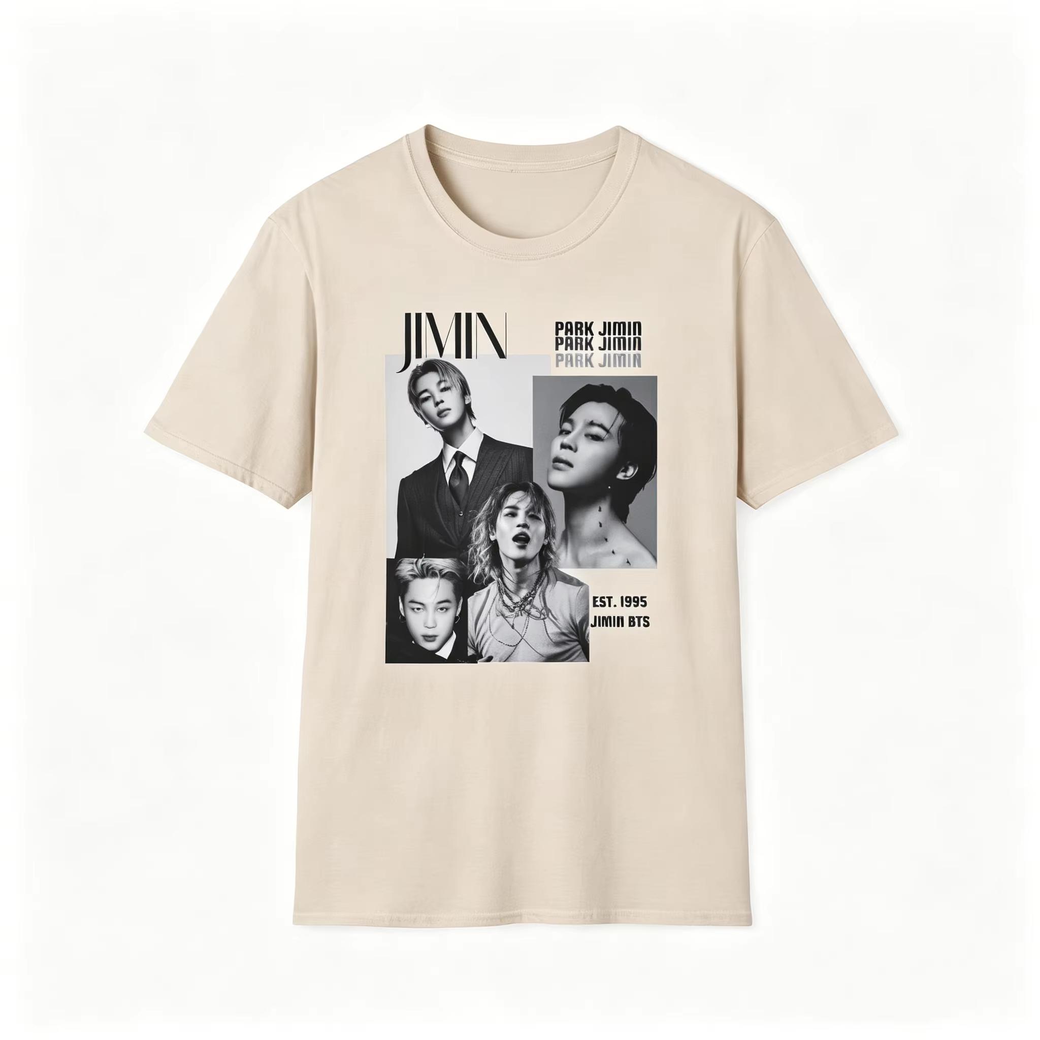 BTS Jimin T-Shirt Park Jimin Fan T-Shirt Kpop T-Shirt ARMY Fan Geschenk T-Shirt 2026 Sommer Herren Damen Mode Reine Baumwolle Y2K Locker Bequem T-Shirt XXXL