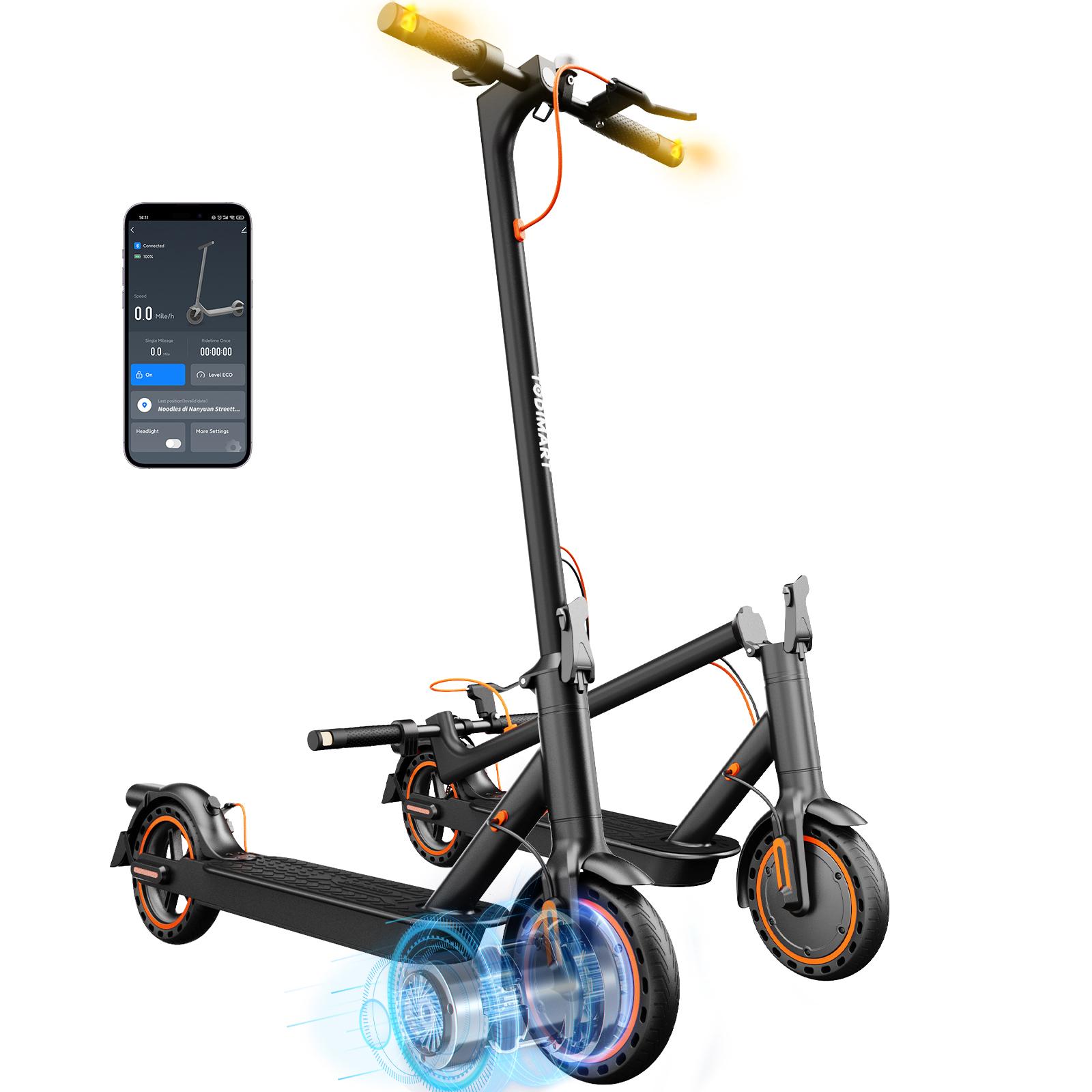 Elektroroller für Erwachsene, Reichweite 30-35 km, 8,5 Zoll Ultra Light Faltbarer E-Scooter, 350W Motor, 3 Geschwindigkeitsmodi, TODIMART T3 für Erwachsene und Jugendliche, Smart App T3S-Turn signal