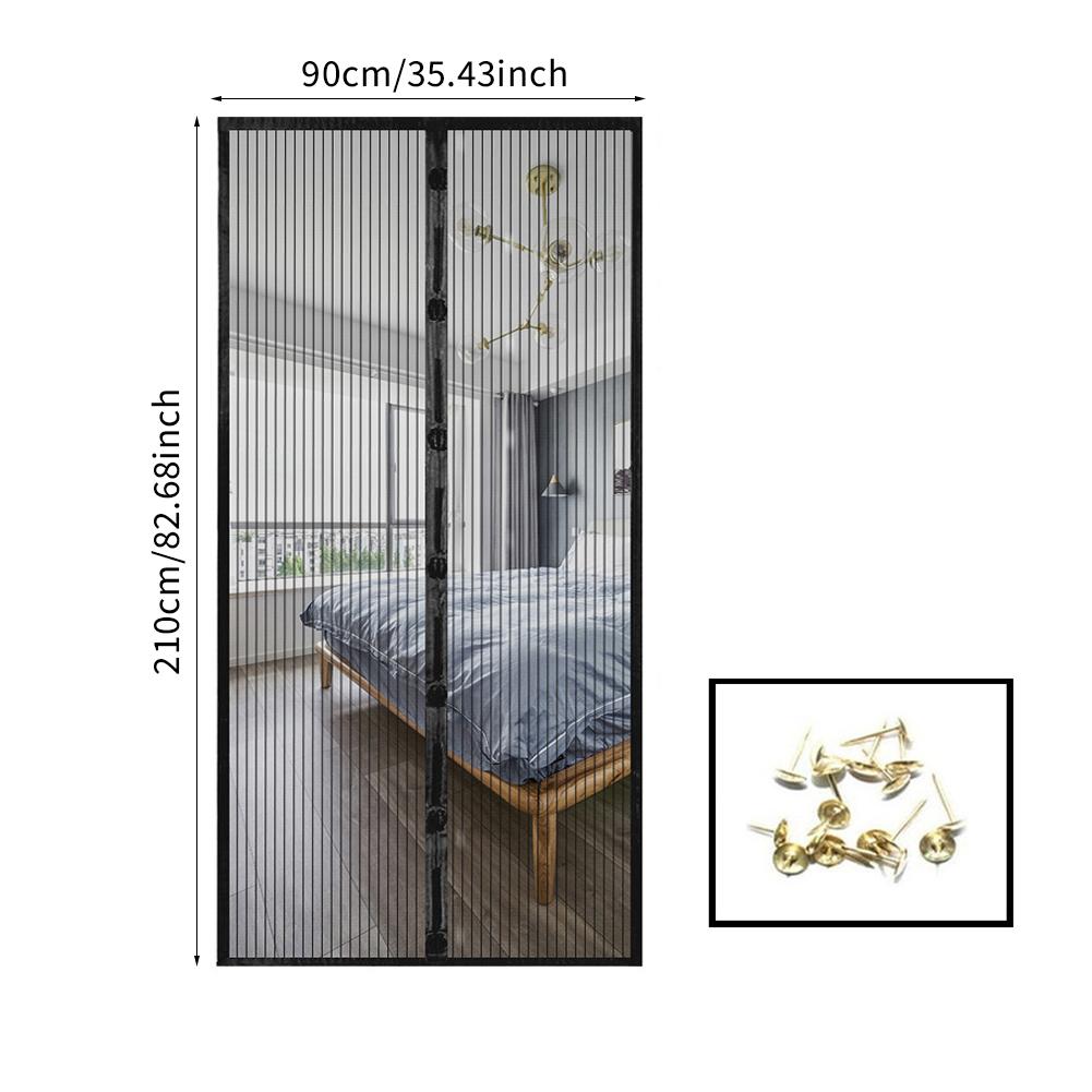 Magnetischer Fliegengitter-Türvorhang, Anti-Moskito-Insekten, Fliegenwanzen, Haushaltslüftungs-Türvorhang für Küche, Innen- und Wohnzimmer, Babypflege 90*210cm(including schwarz