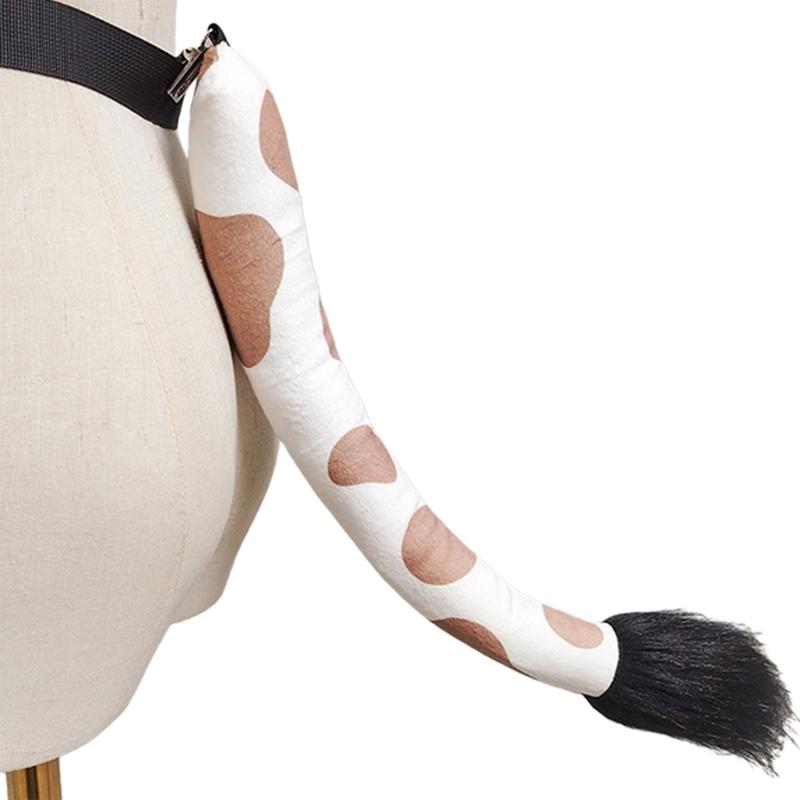 1 Stück Kuh Kostüm Set, Kuh Ohren Stirnband Handschuhe mit Schwanz für Halloween Cosplay Verkleidungsparty Tier Kostüme white