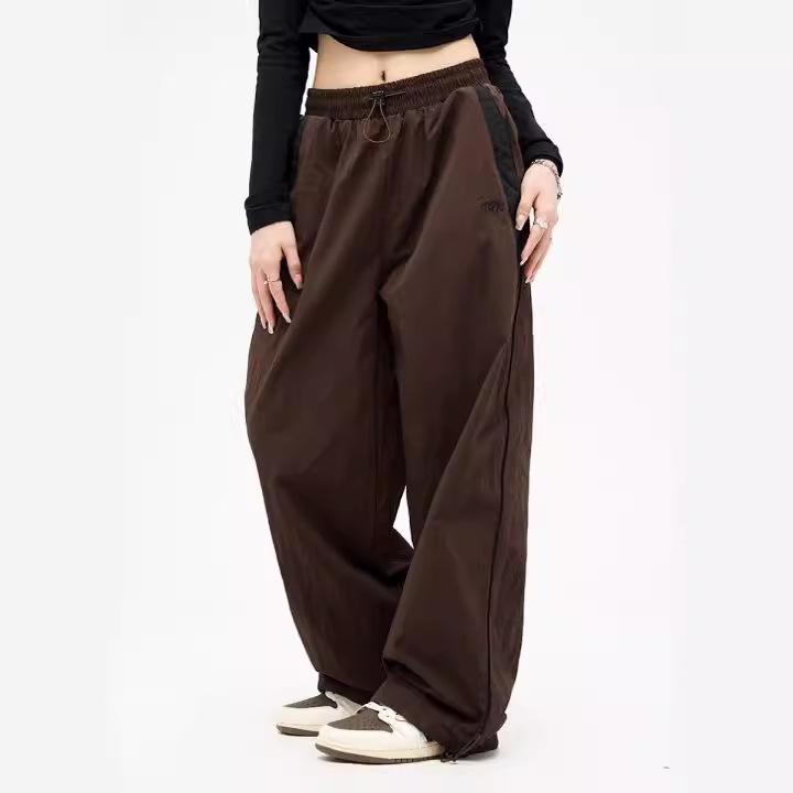 Damen Jogginghose, Übergroße Jogginghose, Weite Beinhose, Hip Hop, Y2k Jogginghose, Hohe Taille, Baggy-Hose, Übergröße S braun