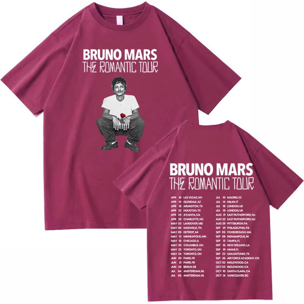 Bruno Mars The Romantic Tour 2026 T-Shirt Mann Frau Harajuku Kurzarm Rundhals Freizeitshirt Bruno Mars The Romantic Tour 2XL