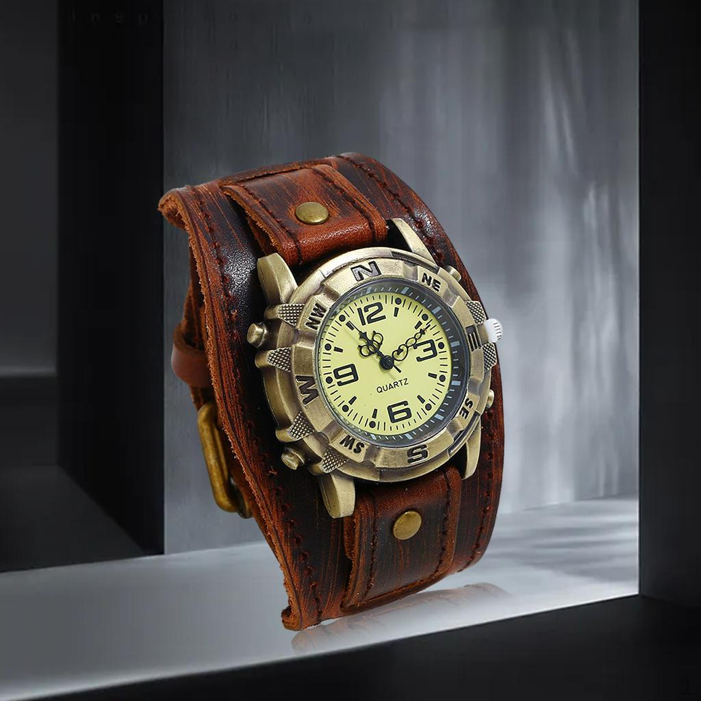 Leder Armbanduhr, Männliches Ersatzarmband Armbanduhr für Herren Bequem, Retro , dunkelbraune