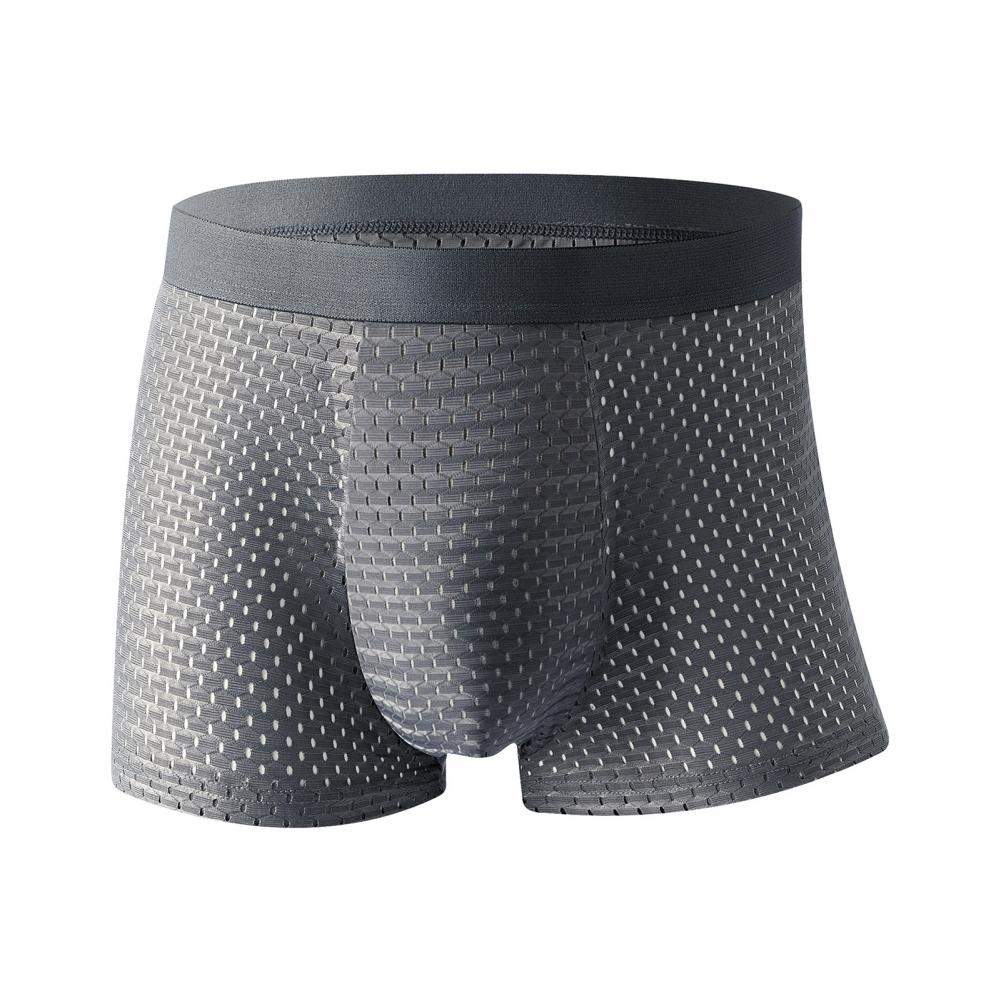 Herren Slim Fit Shorts Slips Sommer dünne Eisseide einfarbige Unterwäsche atmungsaktives Mesh elastischer Bund Höschen Unterwäsche L dunkelgraue
