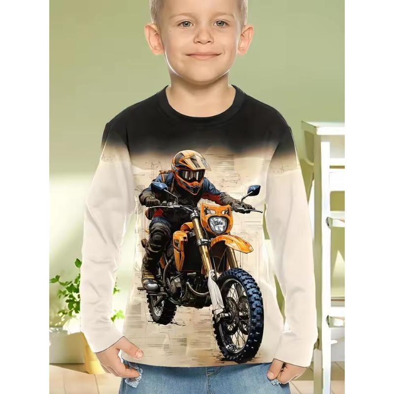 Kinderbekleidung Jungen T-Shirt Langarm Cooles Gamepad Muster 3D Druck Kinder Frühling Herbst Kleidung Neuheit Jungen Kleidung O-Ausschnitt Oberteile 120 black