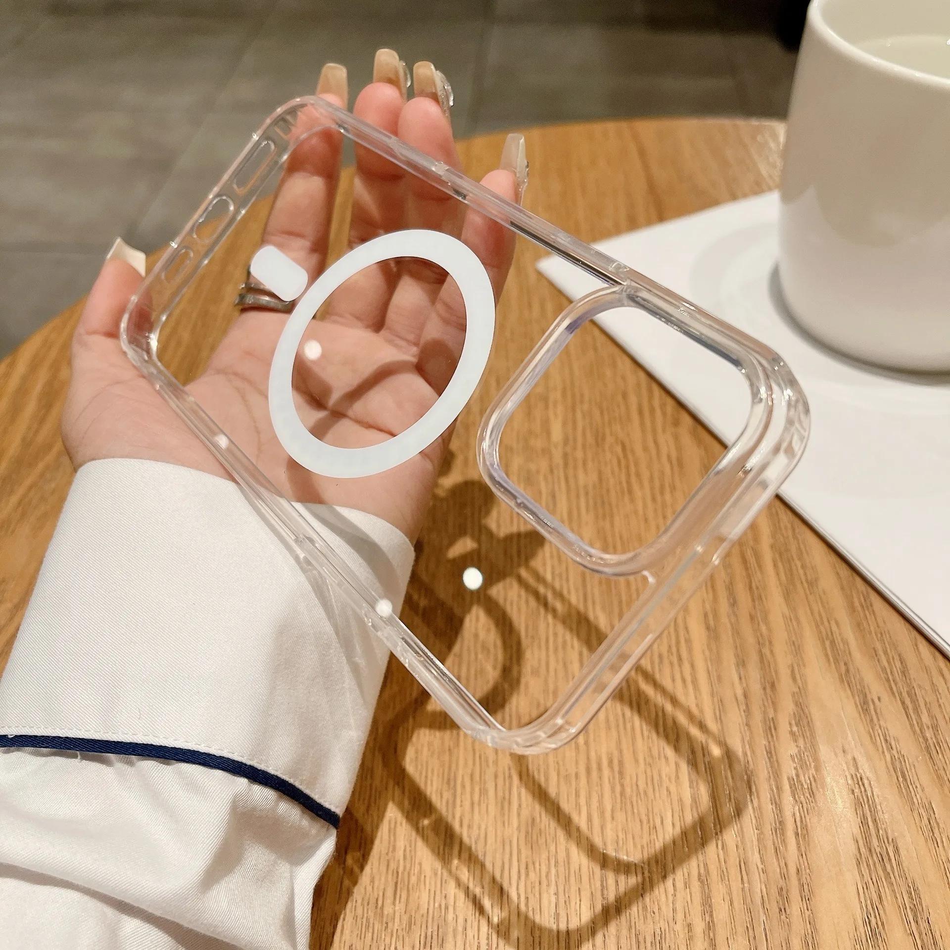 Luxuriöse transparente magnetische Hülle für MagSafe für iPhone 16 Pro Max 16 Plus Hülle mit Kamera-Touch-Tasten Hülle Kabellose Ladehülle For iPhone 16
