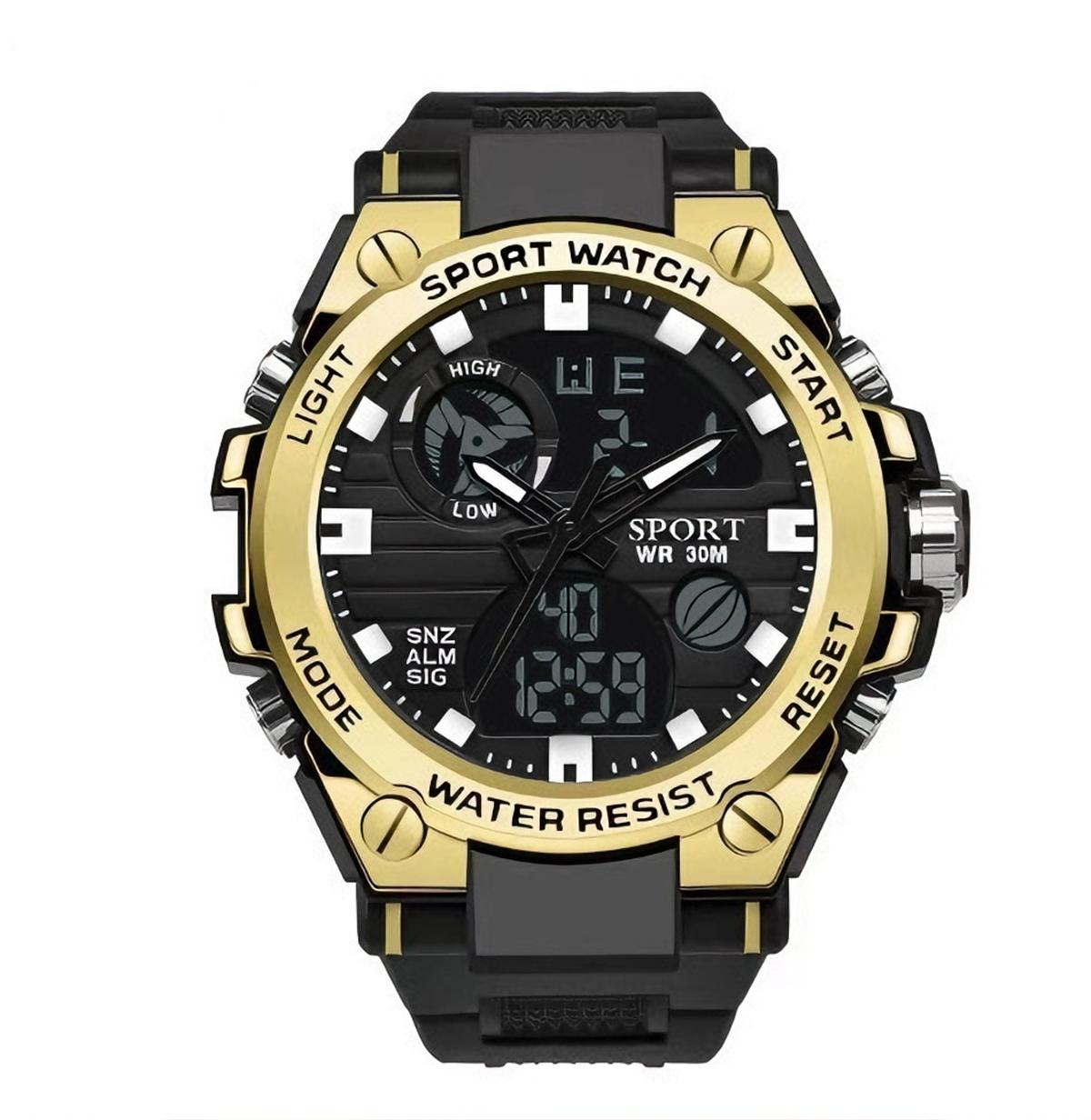 Neue Sport Relogio herren Uhr Wasserdicht Military herren Uhren Multifunktionale Mit Dual Display Leucht goldgelb/schwarz