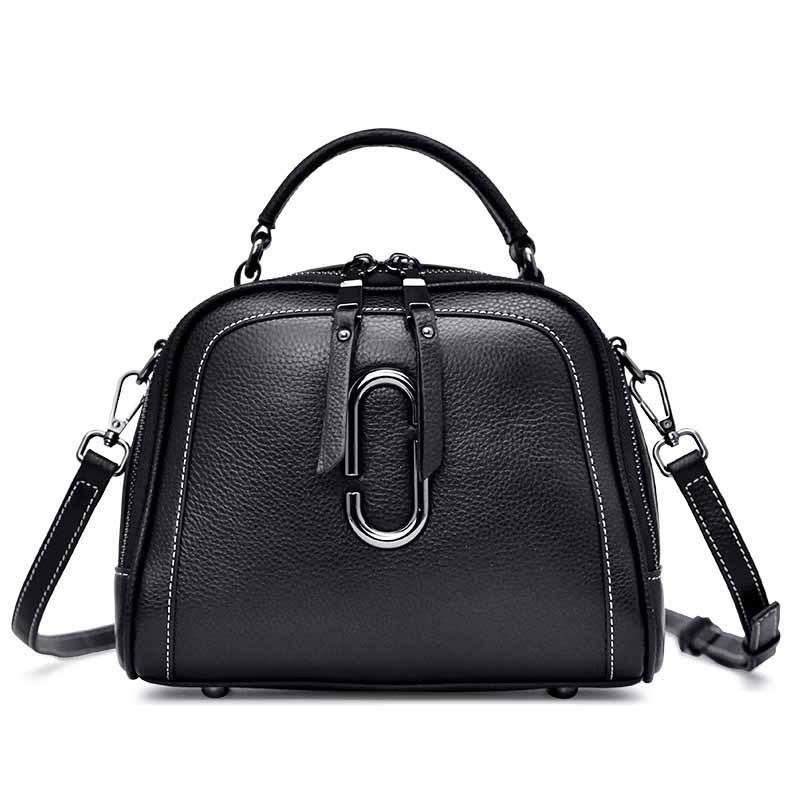 Einschulter Crossbody-Tasche Neue Modische Oberes Leder Crossbody-Tasche Damen Kleine Tasche Leichter Luxus Echtes Leder Damen-Tasche black