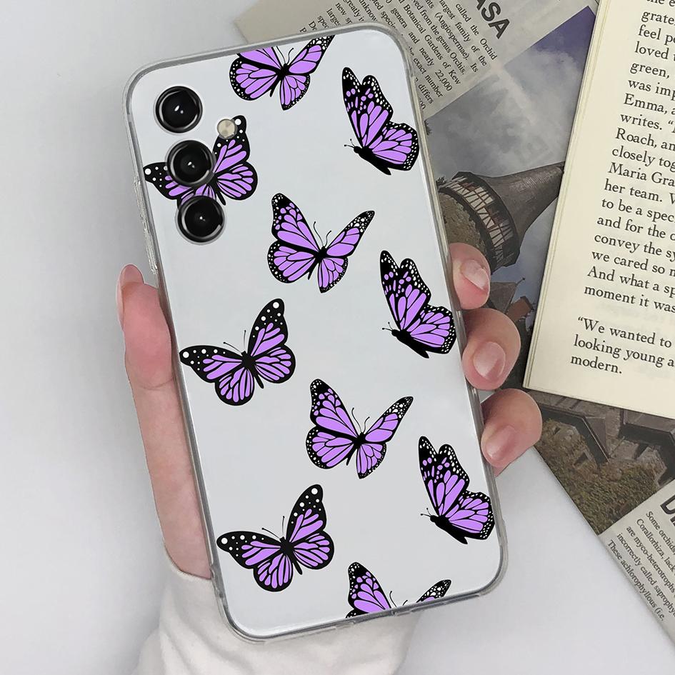 Für Samsung S20 S21 FE S22 S23+ Ultra S10 S11+ Note10 lite Hülle Fashion Butterfly Transparent Weiches Silikon für Samsung Galaxy Funda Coque Bumper Samsung S6 edge