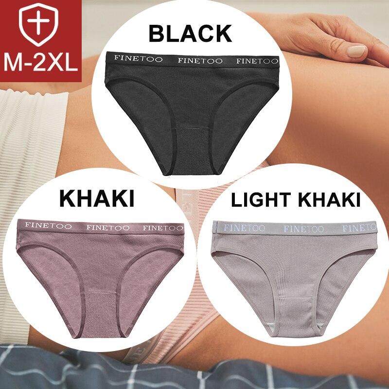 FINETOO 3 Teile/satz Frauen Baumwolle Unterwäsche Pantys Dessous Brief Unterhosen Damen 9 Solide Farben M-XXL Frau Sexy Höschen Slip XL