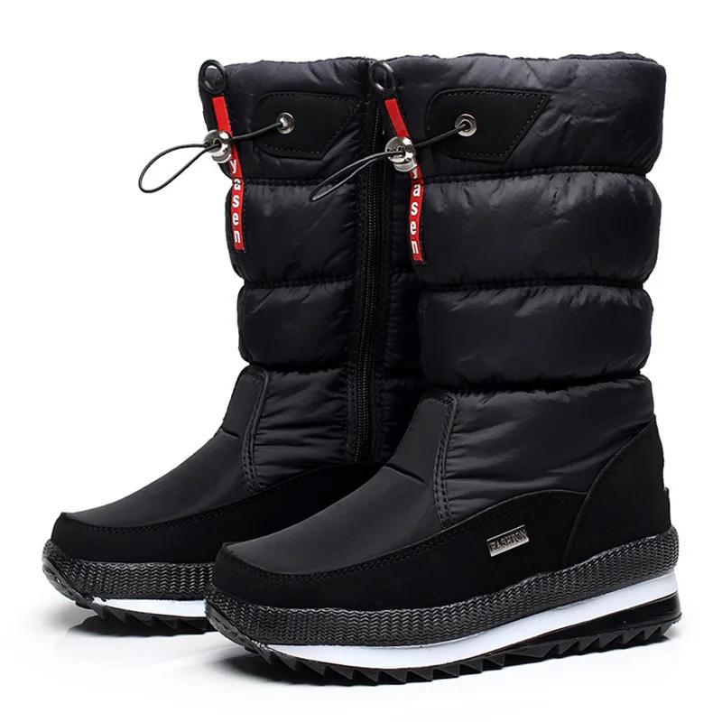 Mode Frauen Schnee Stiefel Plattform Winter Stiefel Dicken Plüsch Wasserdicht Rutschfeste Stiefel Mode Frauen Winter Schuhe Warme Pelz Botas mujer 39 schwarz