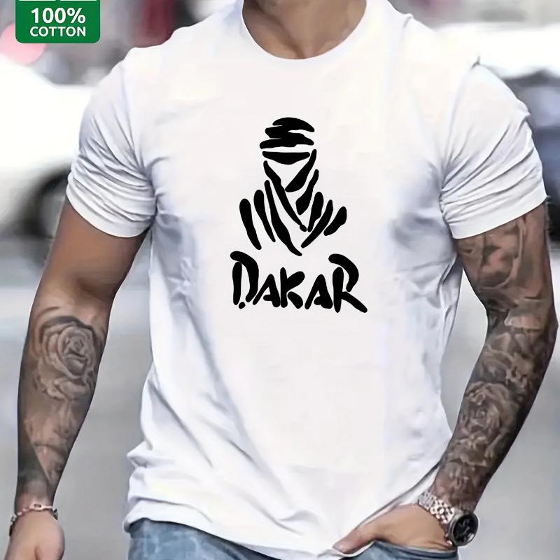 Herren Sommer 100 Baumwolle Modisch Lässig Locker Übergröße Dakar Stil Bedruckt Rundhals Kurzarm T-Shirt Top L