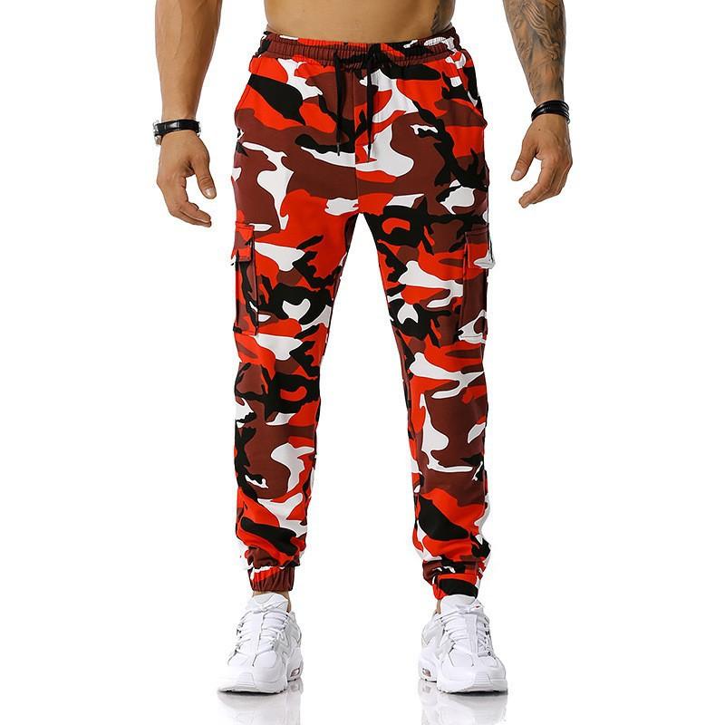 Herren Schnelltrocknende Jogginghose Herren Sporthose Herren Bodybuilding Joggerhose Laufhose Cargohose M rot