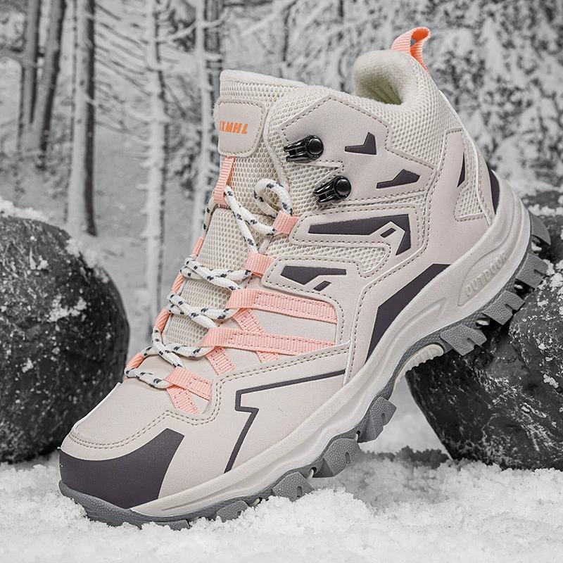 Damen Outdoor Neu Mesh Atmungsaktiv Rutschfest Outdoor Wandern Verschleißfest Wanderschuhe Baumwollschuhe 38 rosa