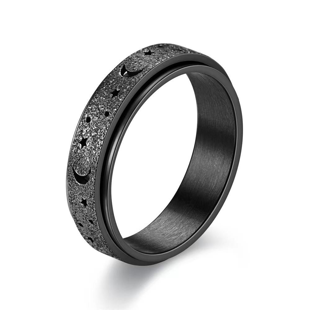 Mode Regenbogen Mond Stern Angst Ringe für Frauen Männer Edelstahl Fidget Ring Anti Angst Ring Stress Relief Spinner Ring 8 gray