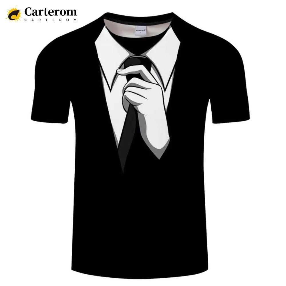 Gefälschter Anzug 3D-bedrucktes T-Shirt Smoking Retro Krawatte Anzug Muster Modetrend Lustiges T-Shirt Männer Personalisiertes Casual T-Shirt M