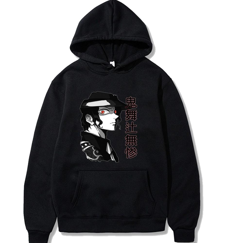 Manga Muzan Kibutsuji Demon Slayer Anime Hoodies Casual Langarm Harajuku Ästhetische Jungen Mode Hip Hop Übergroßen Sweatshirt XS schwarz