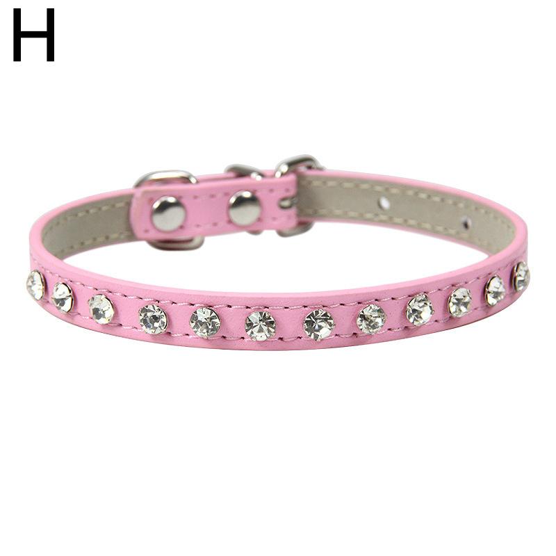 1PC Einstellbare Katze Kragen Haustier Halskette Strass Für Kleine Welpen Leder Kreative Haustier Zubehör XS rosa