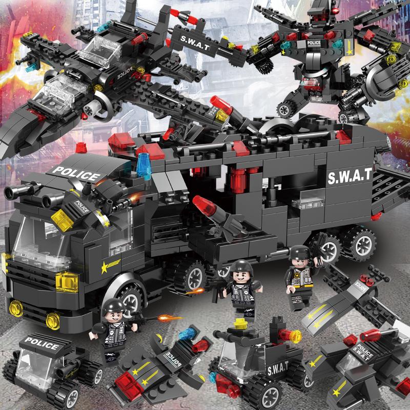 1256 Stücke Polizeistation Bausteine Spielzeug für Jungen Stadt Serie Blöcke Spielzeug Lernspielzeug für Kinder ab 6 Jahren Kinder Geschenke Pioneer-508Pcs