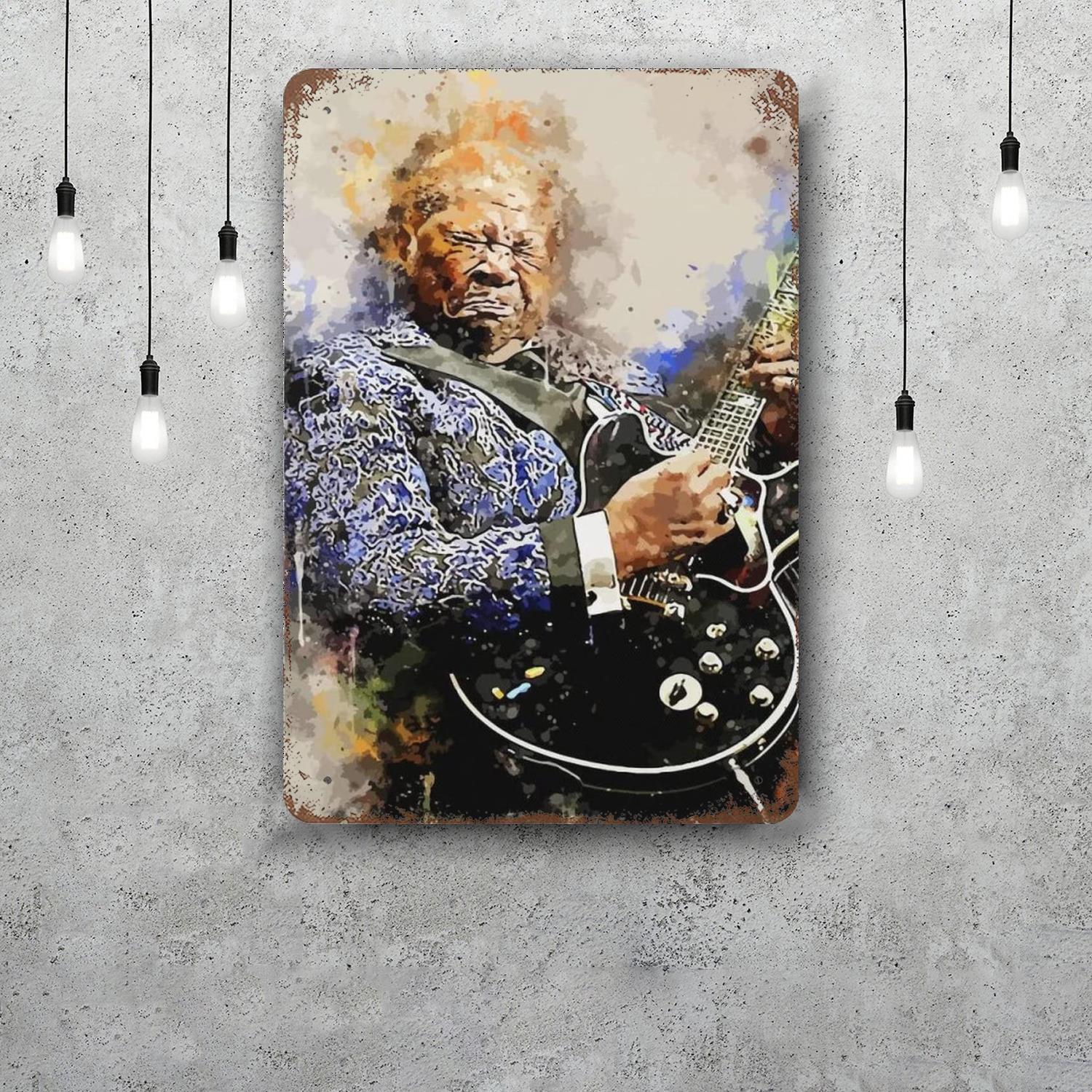 bb king Vintage Blechschild Heimdeko Wanddeko Kunst Wandbild Raumdekoration Dekoration Retro Metallschild Plakate 20x30cm(7.8x11.8inch)