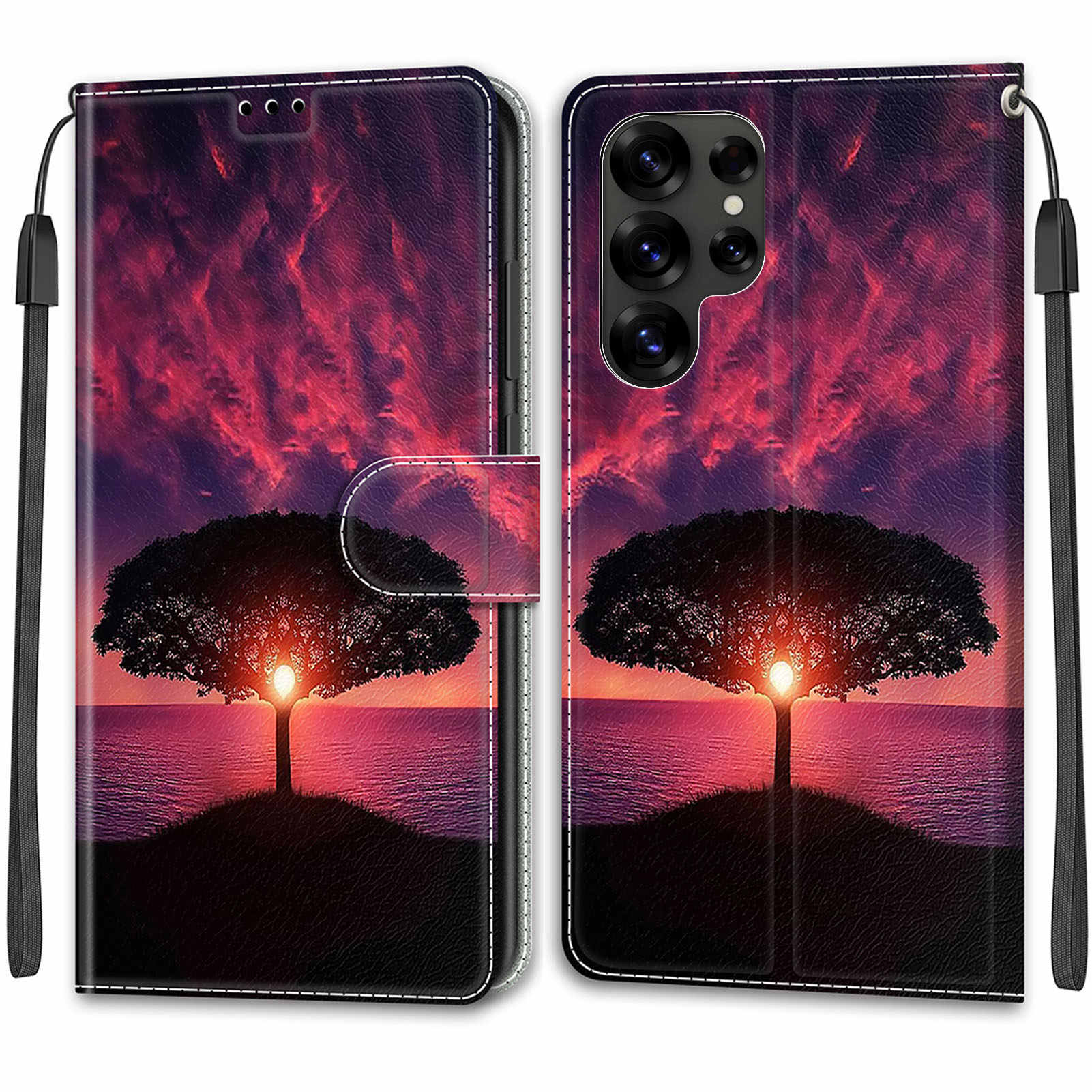 Luxuriöse, bemalte Ledertasche im Buchstil, Schutzhülle für Samsung Galaxy S25 S24 S23 S22 S21 S20 Plus Ultra/Samsung A36 A26 A16 A06 A55 A35 Samsung Galaxy J4 Prime