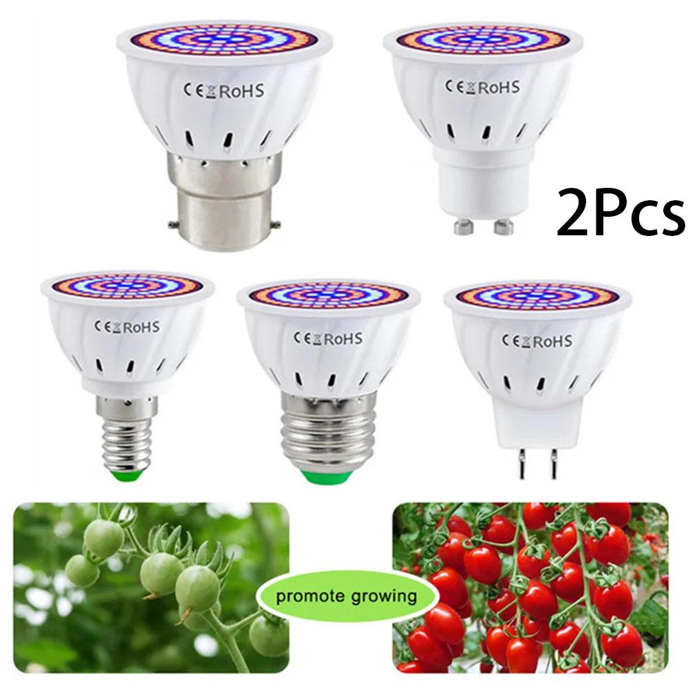 2 Stücke 220 V LED Wachstumslampe Vollspektrum LED Pflanzenwachstumslampe Innenbeleuchtung Wachstumslichter Pflanzen E27 Hydroponisches System Grow Box MR16 48Leds 220V