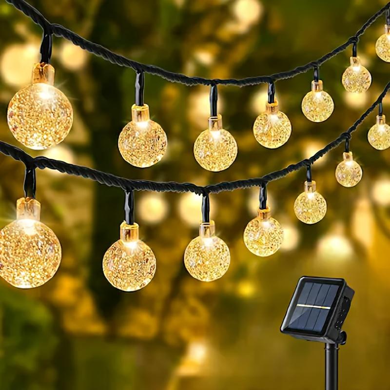 Solar Kristallkugel Lichterkette mit 20–100 LEDs – Wasserdichte Outdoor Lichterkette mit 8 Modi für Garten Weihnachtsdekoration 3M 20LEDs warm weiße