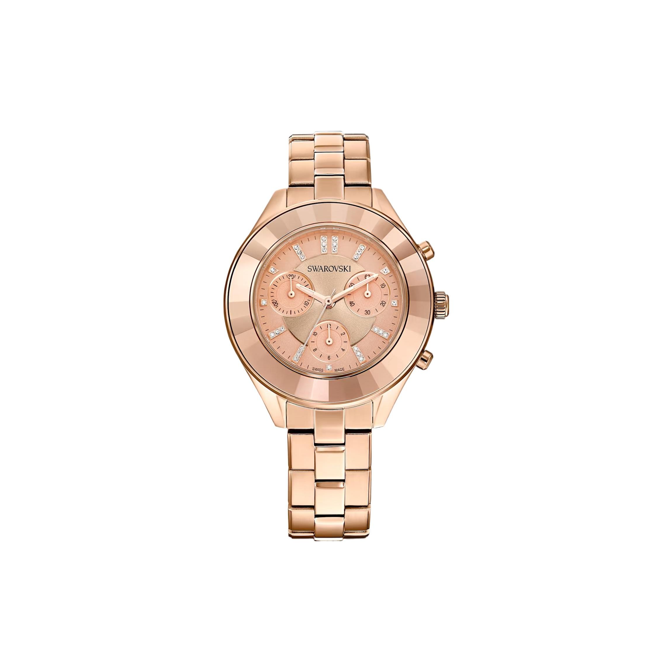 Swarovski Octea Lux Uhr Quarzwerk Metallarmband Goldenes Zifferblatt Damenuhren 5610469 Rose Gold Strap