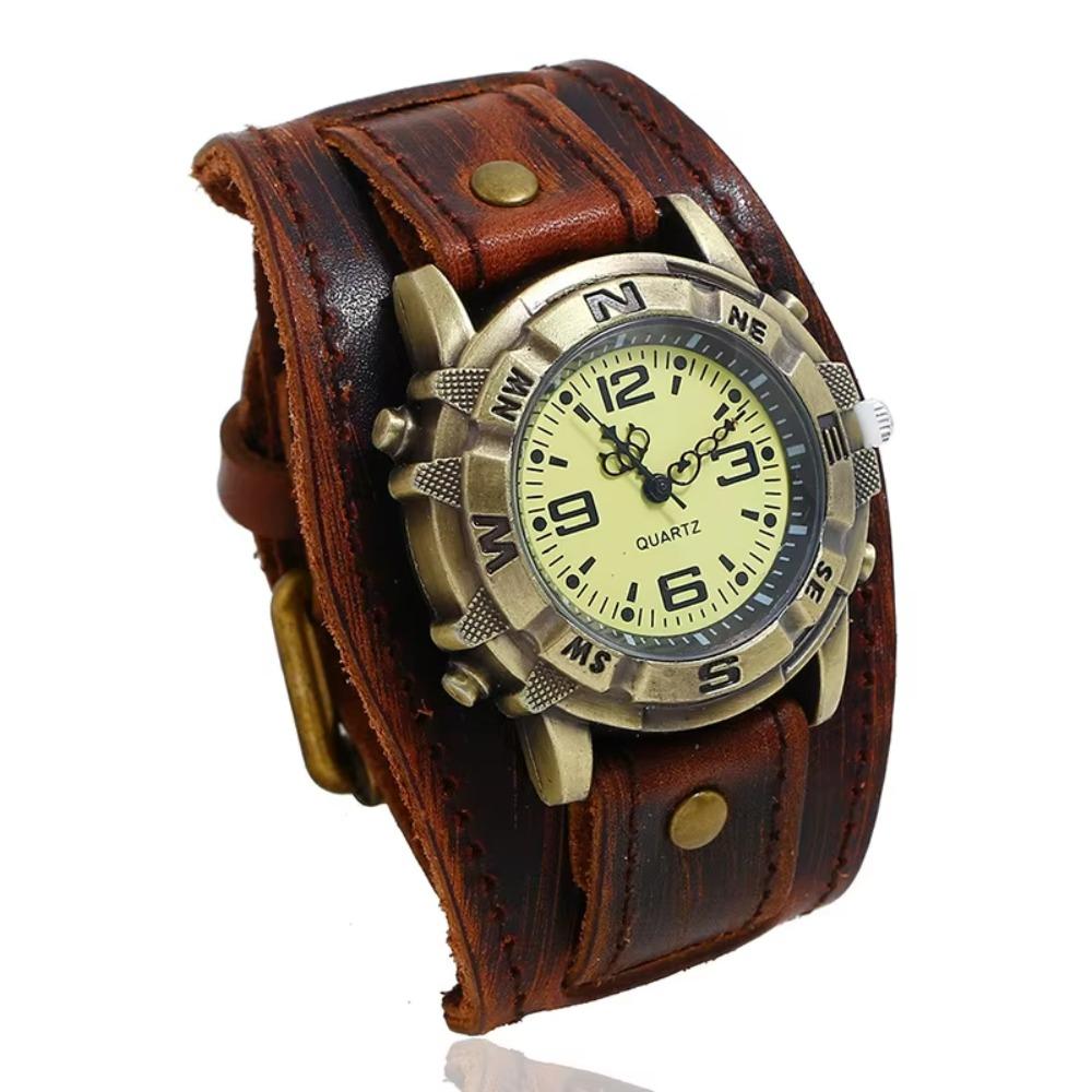 Rindslederarmband Rindslederarmband Uhr Punk-Stil Uhrenarmband Lederarmband Uhr Herren Geschenk kaffeebraun