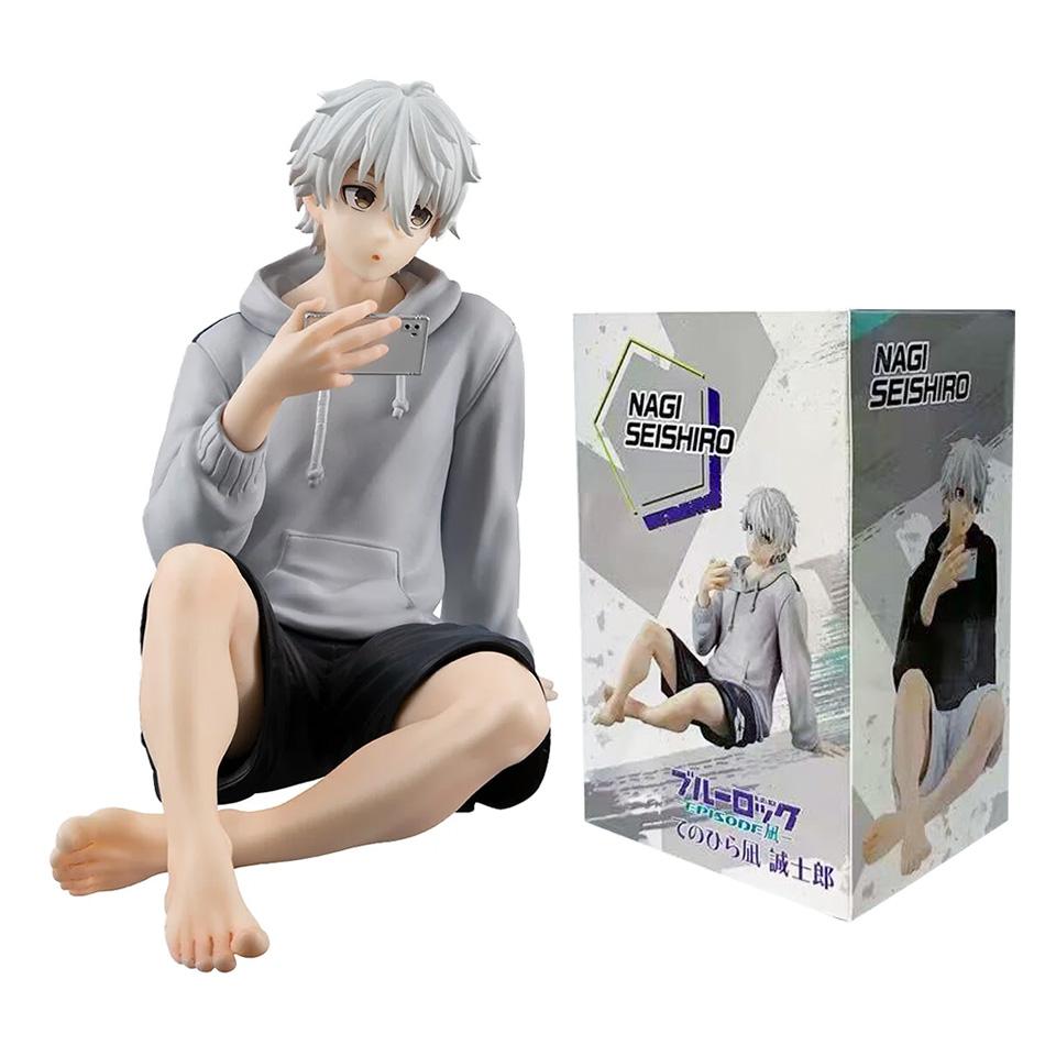 Original 9cm Blue Lock Nagi Seishiro Anime Figur Weißhaariger Shinji Fußball Modell Statue Sammlerstück Weihnachtsgeschenke