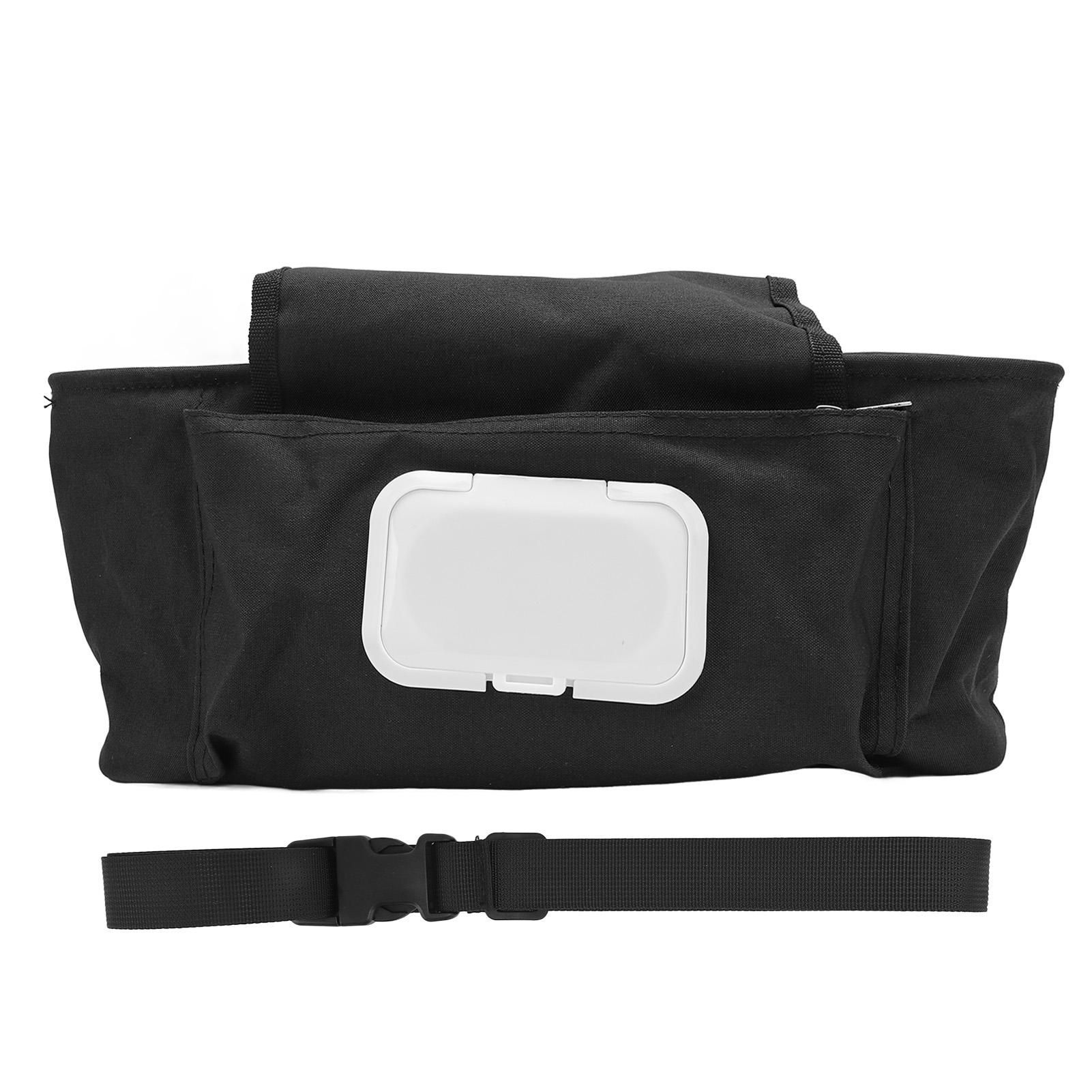 Baby Kinderwagen Tasche Universelle Passform Große Kapazität Kinderwagen Zubehör Tasche mit Getränkehalter und schwarz