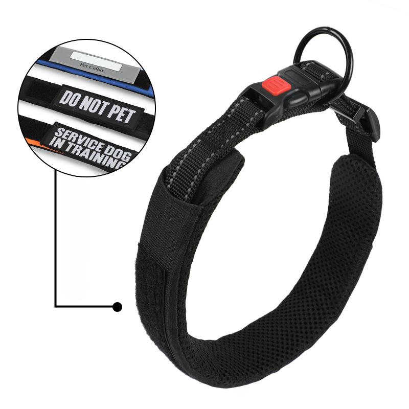 Klettverschluss Haustier Hundehalsband Hundeleine Reflektierendes Mesh-Gewebe Atmungsaktiv Bequem Haustier Hundehalsband M（36-48cm） black