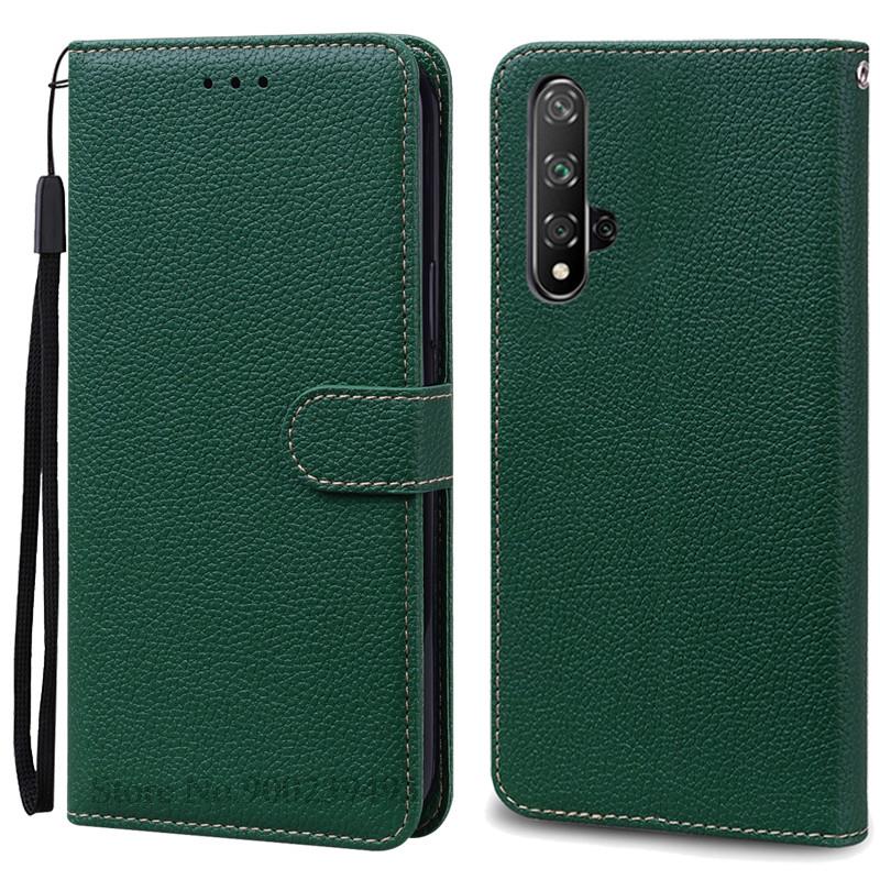 Nova 5T Hülle Für Huawei Nova 5T Hülle Brieftasche Flip Cover Für Huawei Nova 5t Nova5t YAL-L21 YAL-L61 YAL-L71 Handyhülle Fundas For Huawei Nova 5T dunkelgrüne
