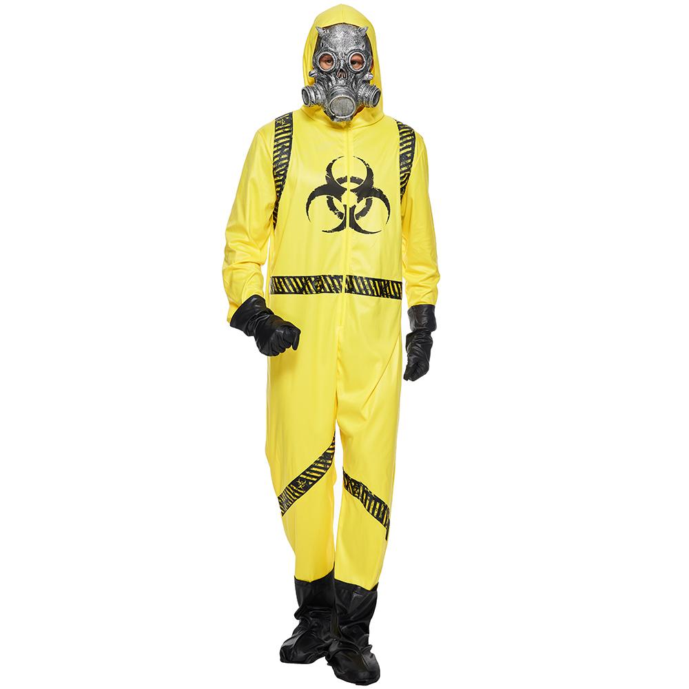 Biohazard-Kostüm für Erwachsene, Halloween-Kostüm, Herren-Kostüm zum Schutz vor nuklearer Strahlung für Partys, inklusive Pullover und Maske L gelb