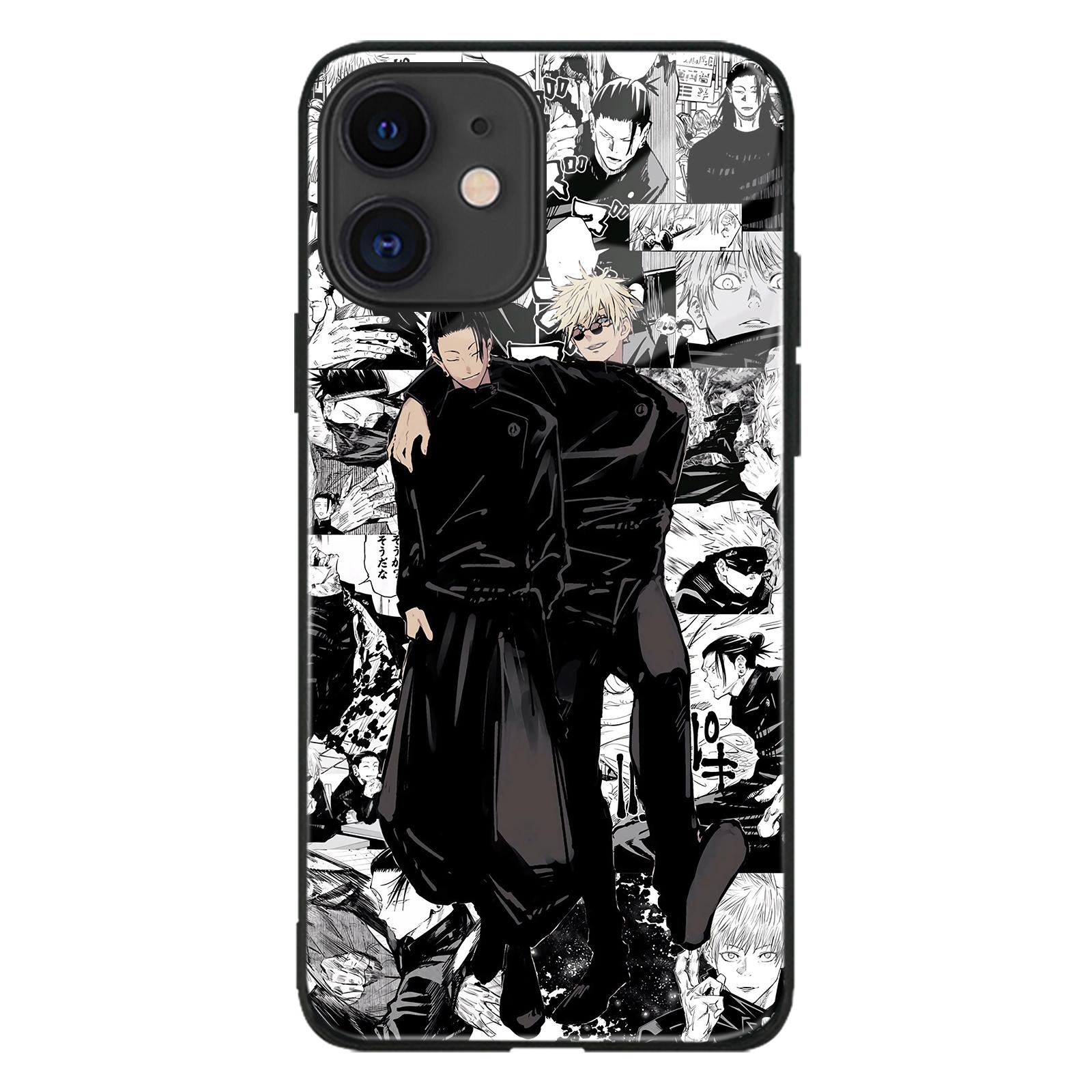 Jujutsu Kaisen Gojo Satoru Geto Anime Glänzend Glas Telefon Fall für IPhone SE 6s 7 8 Plus X Xr Xs 11 12 13 Mini Pro Max Samsung 7Plus 8Plus&Glossy Glass Case