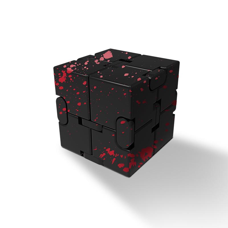 Fidget Infinity Cube Spielzeug, Aluminiumlegierung Metall Infinity Cube Gadgets Spielzeug für Erwachsene, Zauberwürfel zur Stress- und Angstlinderung 3.8*3.8*3.8cm rot/schwarz
