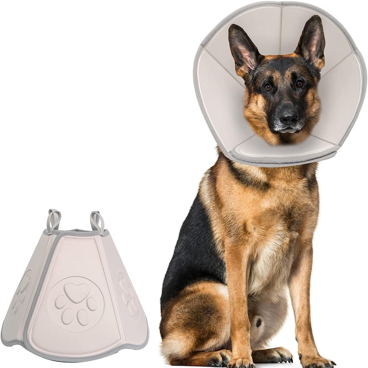 Verstellbarer weicher Hundekegel, Erholungshalsband für Hunde nach Operationen, Anti-Biss-Lick-Wundheilung, Elizabeth-Halsband, EVA-Halsband, schützende Kopfbedeckung No.10 graue