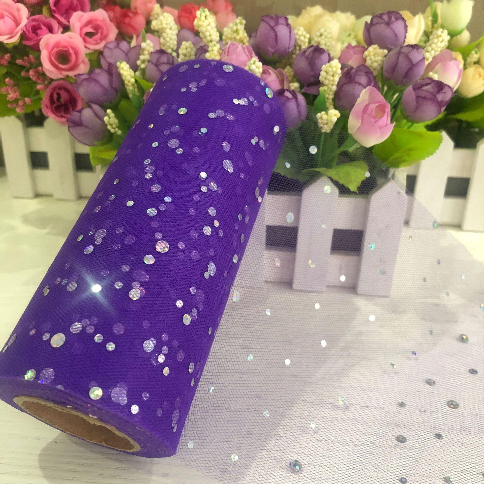 10 Yards Laser Pailletten Tüll Rolle Organza Party Dekoration DIY Tutu Stoff Hochzeit Dekoration Nähen Mesh Organza Tutu Rock Zubehör violett
