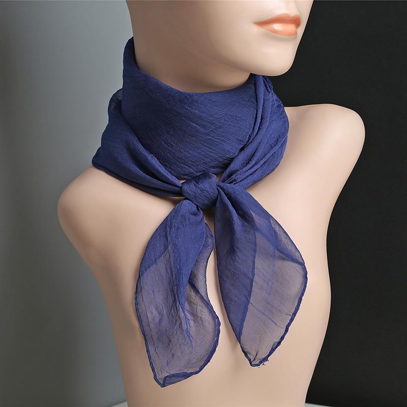 Einfarbiges Taschentuch, Halstücher, Damenmode, Halstuch, Chiffon, Haarbänder, Schal, 70 cm 70x70cm navy blau