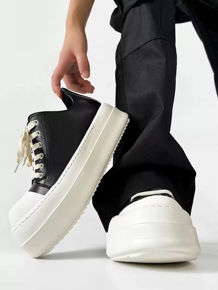 Amerikanische Retro-Schuhe mit dicker Sohle Jungen schwarz Paar Muffin-Schuhe einfache Canvas-Schuhe großer Kopfhöhe Derby-Schuhe Frauen 43 men