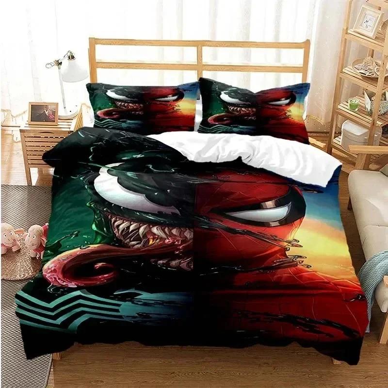 Venoms Bettwäsche-Set, Bettbezug, Bettset, Bettbezug, Kissenbezug, Bettdecke, Kingsize-Bett, Queensize-Bett, Jungen, Erwachsene EU Double 200x200cm