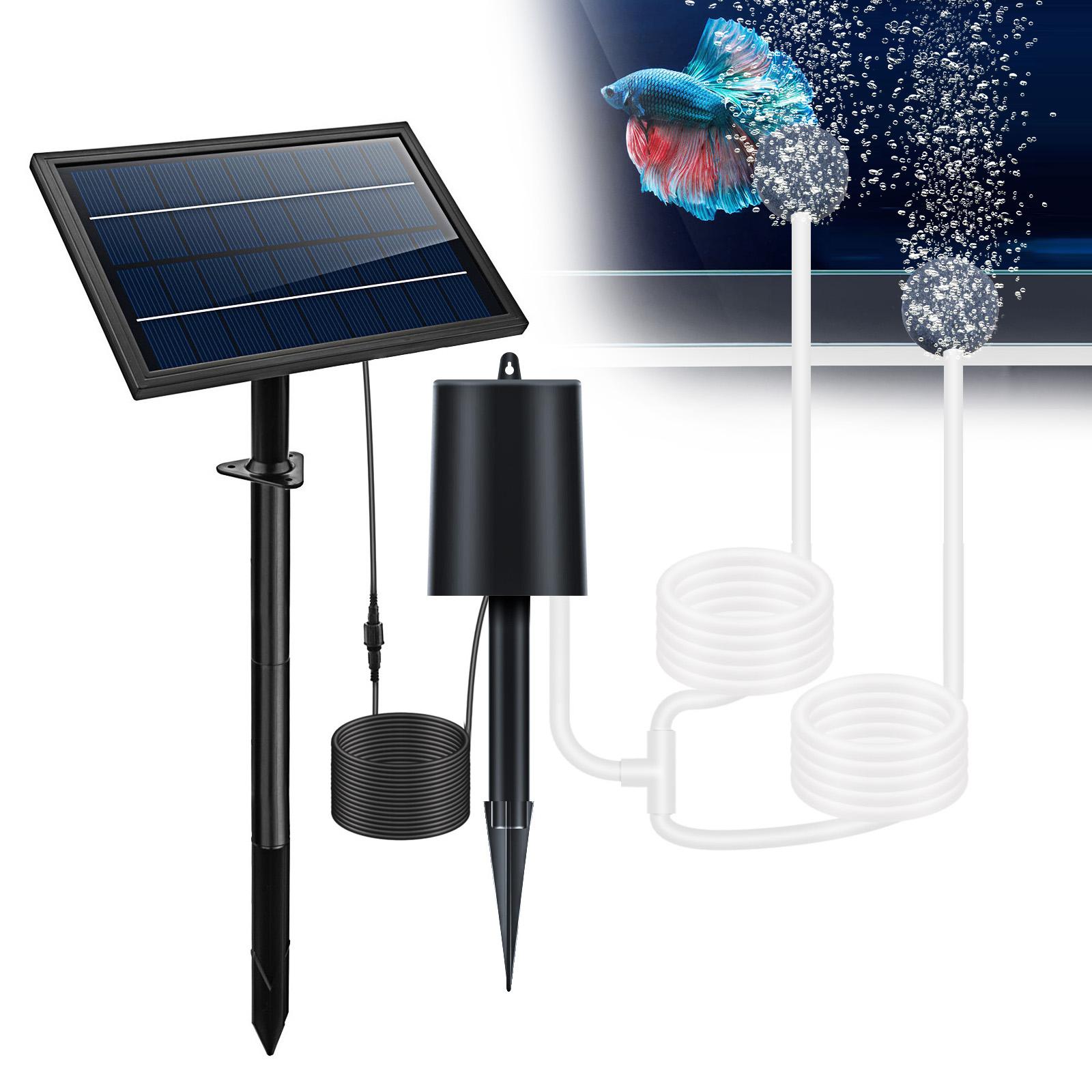 Solarbetriebenes Luftpumpen-Set, 10 V, 8 W, Solarpanel-Luftpumpe mit Rohr-Luftsteinen, 3 Arbeitsmodi schwarz