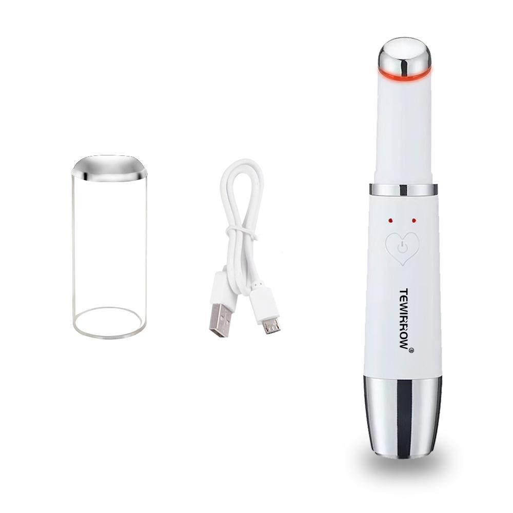 TEWIRROW Ionisches Augen-Gesichtsmassagegerät, Anti-Aging-Massagegerät zur Entfernung von Augenfalten und Augenringen weiß