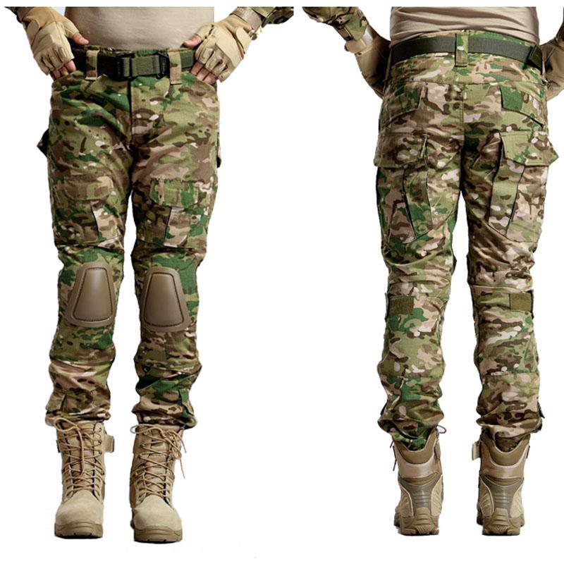 Multicam Camouflage Militärhose, verschleißfeste Wanderhose, Paintball-Cargohose mit Knieschützern, Neu XXL