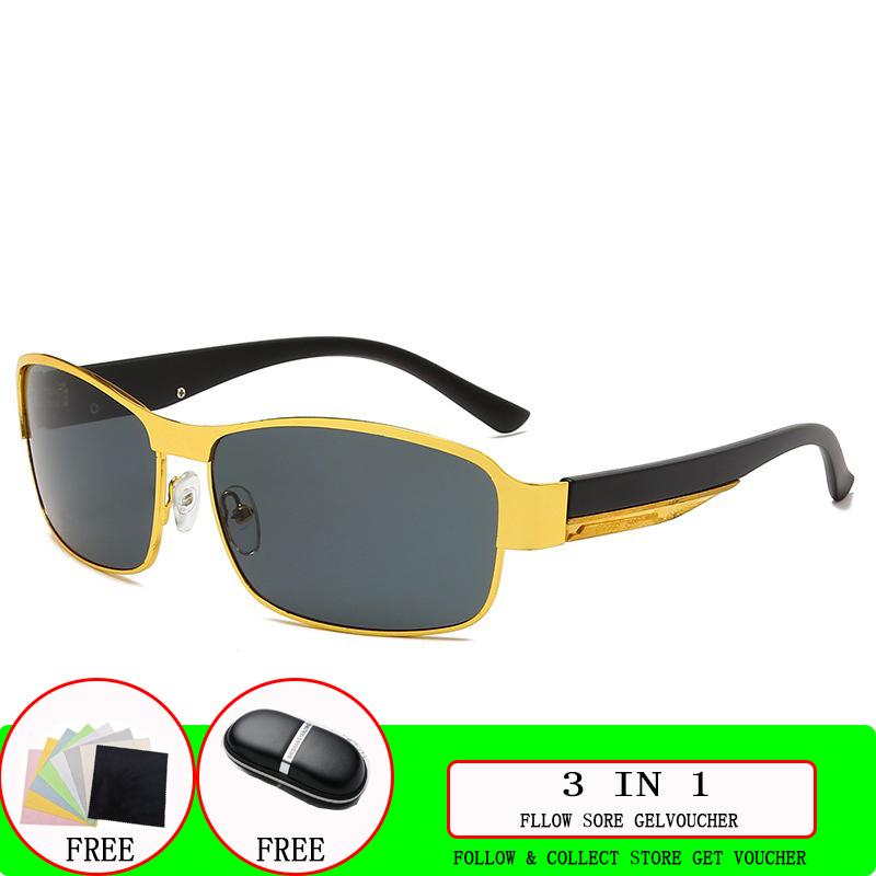 Sonnenbrillen für Herren, Tag- und Nachtsicht, Autofahren, Angeln, UV-Schutz, trendige Sonnenbrillen für Herren, authentisches Sonnenschutzglas, nicht polarisiert, modisches Accessoire gold/schwarz
