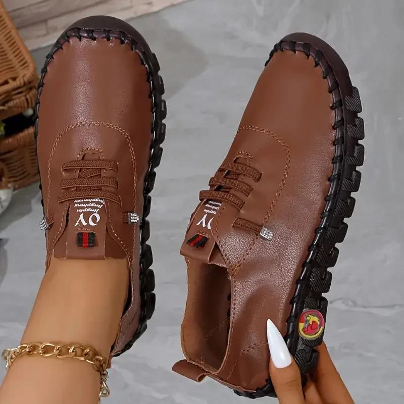 Damen Casual Sneakers 2025 Neue Frühlings- und Sommerschuhe mit weichen Sohlen und atmungsaktiven Slippern im Retro-Stil in Übergröße 36-43 Einzelschuhe für Damen 43 braun